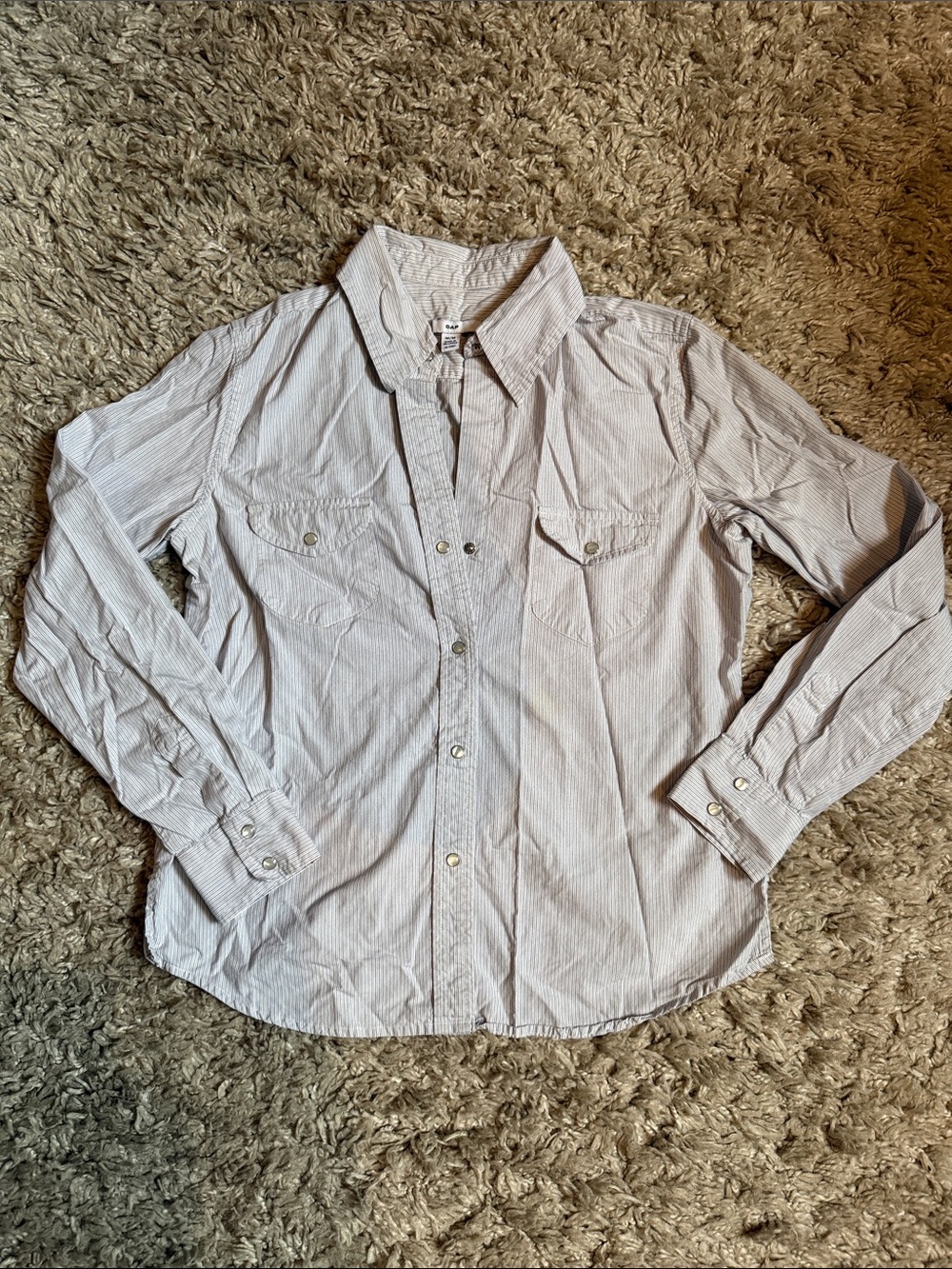 3 For $25 GAP Thin Blue Pinstripe Button Down Shirt White - Medium